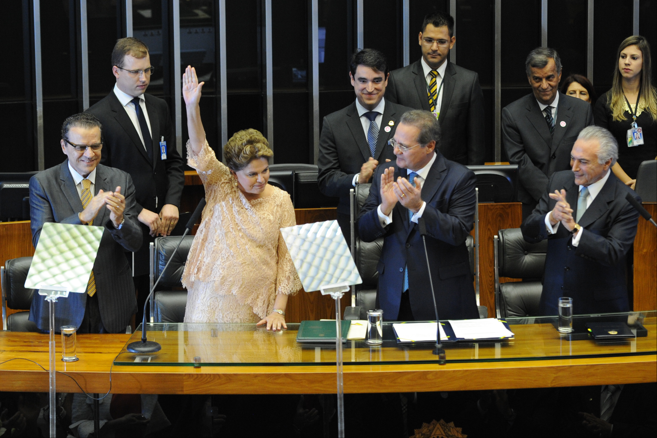 A presidenta Dilma Rousseff durante cerimônia do Compromisso Constitucional, leitura do Termo de Posse e o pronunciamento no Congresso Nacional (Antonio Cruz/Agência Brasil)